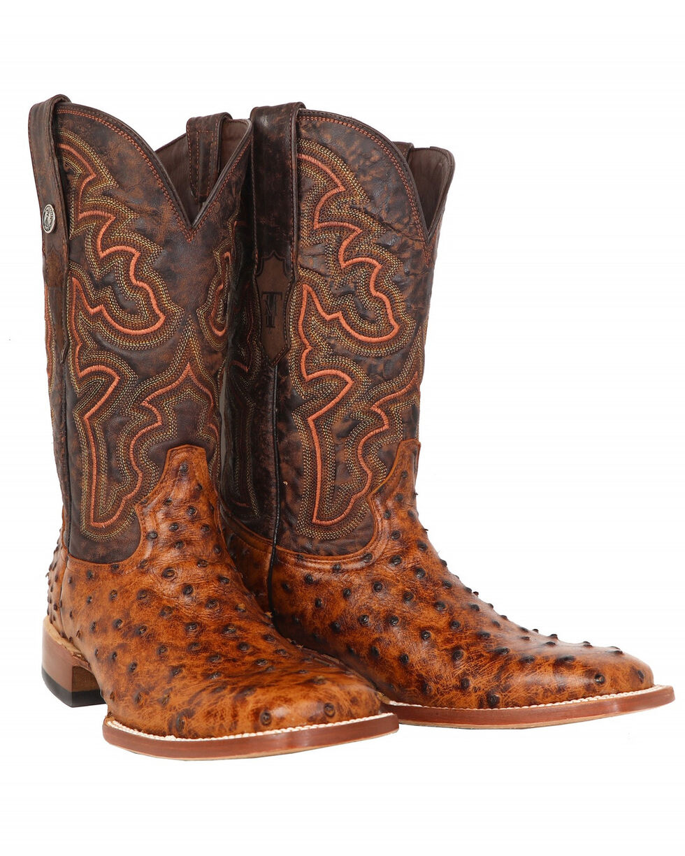 Kids 3X-Toe Genuine Leather Ostrich Print Skin Western Boots 